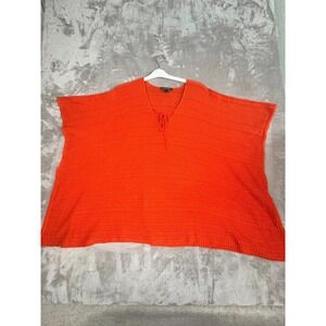 Lauren Ralph Lauren Men's Orange Knit Poncho‎ Top Shirt Linen Cotton Blend